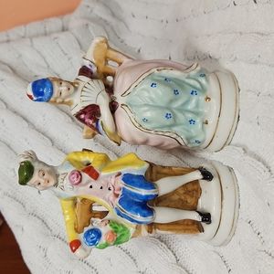 🕸Vintage Victorian Dressed Porcelain2 Set Decorative Gold Accents